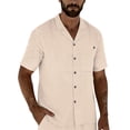 thumbnail image 2 of WIZUTIZ Mens Linen Button Down Shirt Casual Short Sleeve Spread Collar Summer Beach Dress Shirts Lightweight Work Shirt, 2 of 5