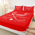 thumbnail image 3 of Manfei Hockey Ball Sport Queen Sheet Sets,Game Gamer Flat Sheet,Red White Queen Fitted Sheet For Kids,Luxury Bedroom Decor,4pcs, 3 of 7