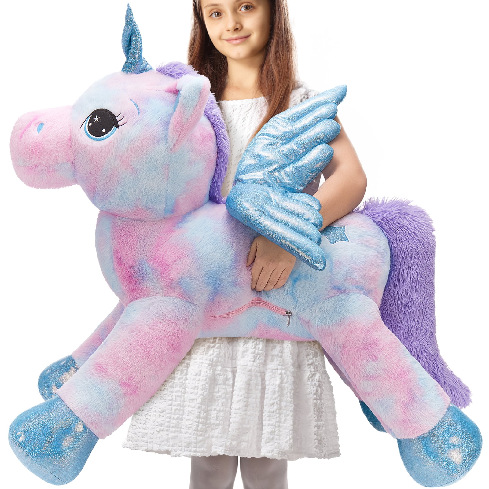 MaoGoLan 43" Big Unicorn Stuffed Animal Plush with Wings Giant Soft Unicorn Pillow Toy Stuffed Unicorn Toys