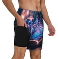 thumbnail image 2 of Yiaed Book Glowing Mushrooms Print Mens Swim Trunks Bathing Suit Compression Liner Beach Swim Shorts Swimwear Quick Dry Zipper Pocket No-Chafing Board Short-XX-Large, 2 of 6