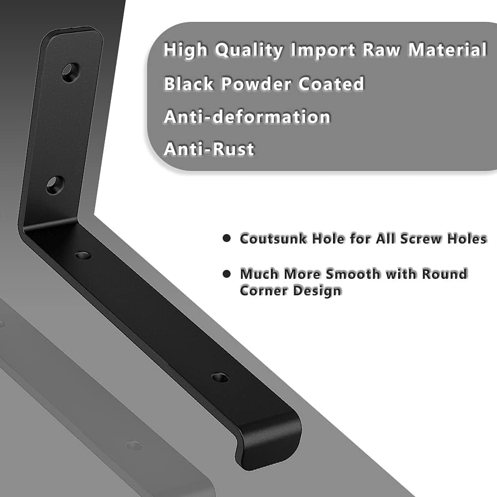 Solennerer Heavy Duty 7.25" Floating Shelf Brackets Support, Set of 6, Wall Mounted 1/4" Thickness, Matt Black ,Decorative Shelves (Shelf Bracket-7.25"-6)