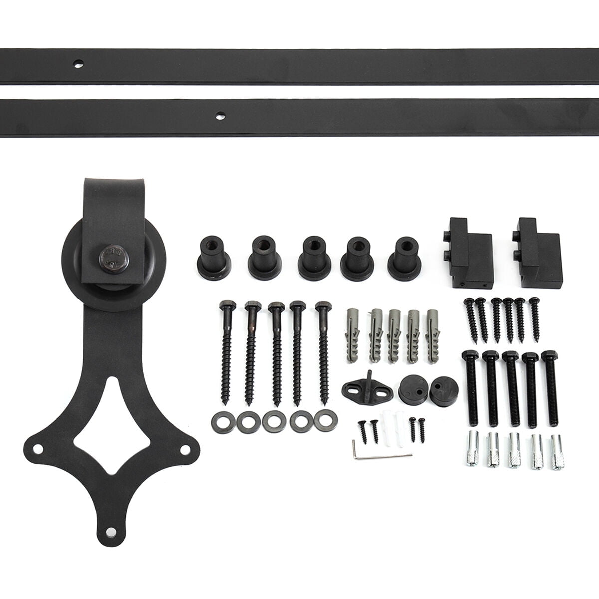 Kepooman 6 ft Sliding Barn Door Hardware Kit, Carbon Steel Door Track Hardware Tools - Fit 35" Wide Door Panel Kepooman 6 ft Sliding Barn Door Hardware Kit, Carbon Steel Door Track Hardware Tools - Fit 35" Wide Door Panel