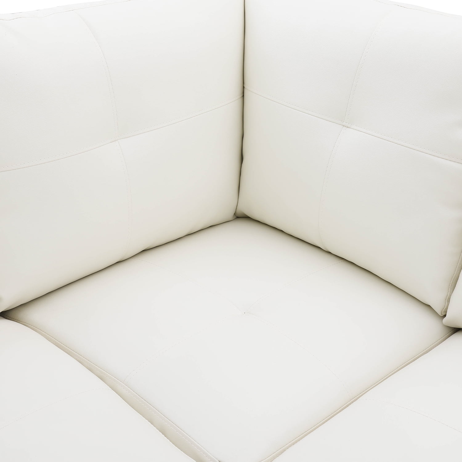 Hommoo L Shaped 4-Seat Couch, Faux Leather Sectional Couches and Sofas, Modern Living Room Furniture Sets Sectional Sofa Set, White(No Ottoman)