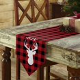 thumbnail image 3 of Table Runner Dresser Scarves Christmas Joy Reindeer Shadow Cotton Linen Burlap Table Cover Black Red Grid Buffalo Plaid Table Runners for Family Kitchen Dining Holiday Party Banquet Decor, 3 of 5