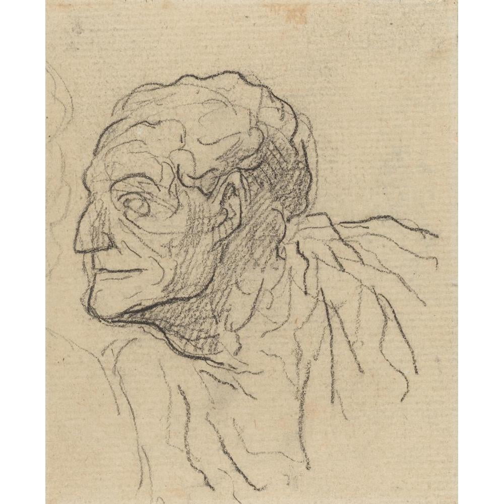 Honoré Daumier 20x24 Black Modern Framed Museum Art Print Titled - Study of a Man