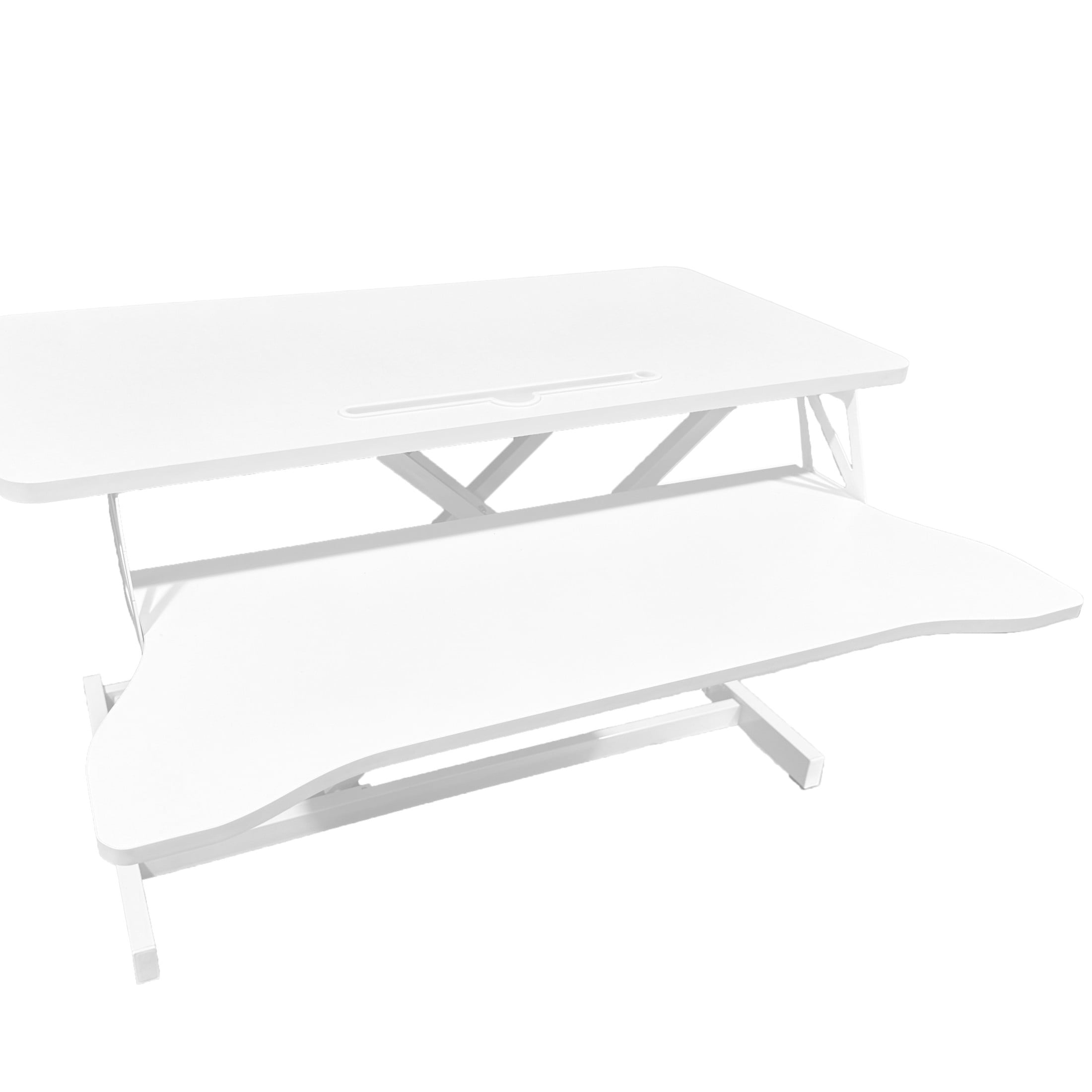 GDF Studio 32" Standing Desk Converter, Height Adjustable Sit-to-Stand Riser for Dual Monitors and Laptops, White