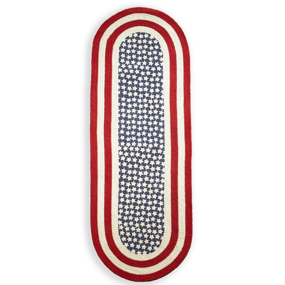 American Flag Braided Rug Americana Rug 4th of July Decor Runner