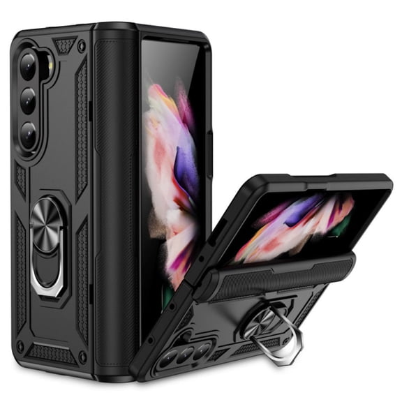 Ring Grip Hybrid Case with Hinge Protection for Samsung Galaxy Z Fold 6 - Black