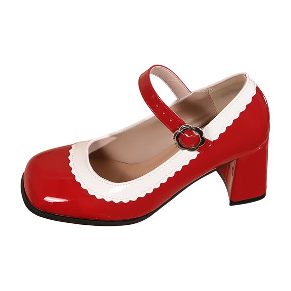 Win s Way Women's Vintage Closed Toe Platform Mary Jane Heel Dress Shoes