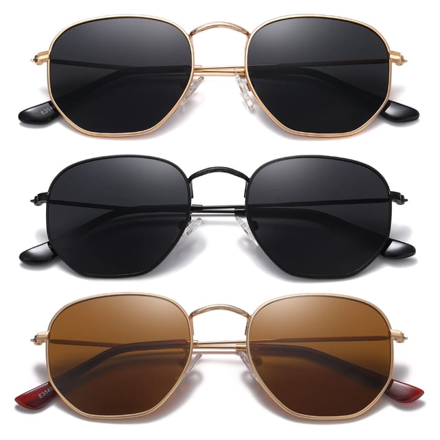 Gafas de sol MEETSUN polarizadas hexagonales para mujer y hombre, paquete de 3