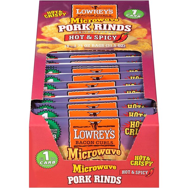 lowrey's bacon curls hot & spicy microwave pork rinds