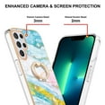 thumbnail image 4 of SaniMore for Samsung Galaxy S24 Ultra Case with 360 Degree Rotating Metal Ring Shockproof TPU Backplane Marble Pattern Luxury Fashion Anti-drop Cover For Galaxy S24 Ultra, Green/Pink, 4 of 4