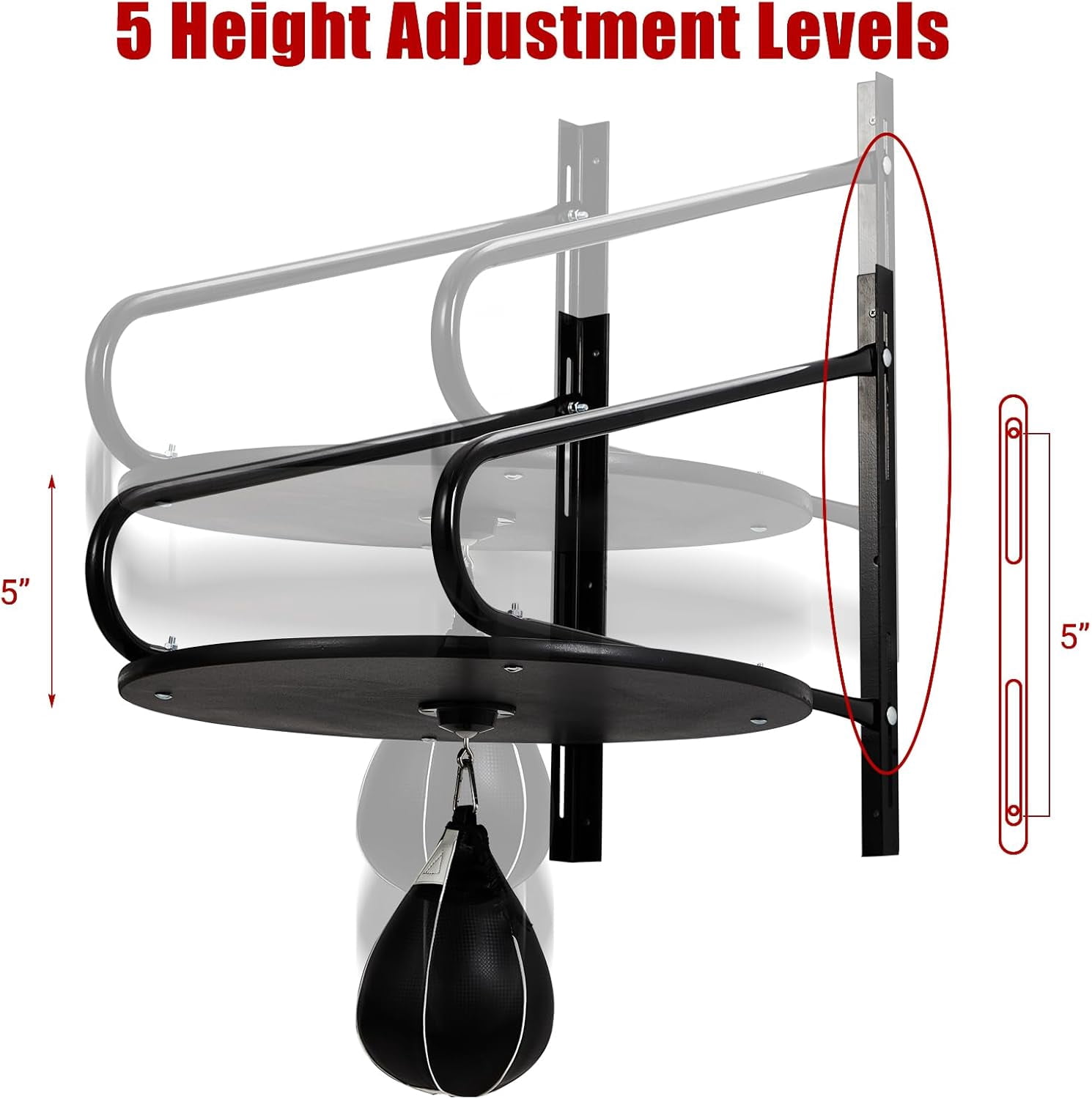 Speed Bag Platform Set, Heavy Duty Adjustable Speed Bag Platform Kit with Punching Ball, 360° Swivel Fitness Training Punching Bag, Adjustable Height Wall Mount for Boxing Training, Punching