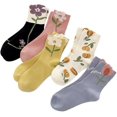 thumbnail image 1 of KAIYANG Calcetines de algodón bonitos para mujeres y niñas, 5 pares de calcetines para deportes y uso diario, 1 of 5