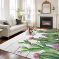 thumbnail image 2 of Green Cactus Tropical Area Rugs 8'x10', Washable Small Throw Rugs for Living Room Patio, Grey Wooden Summer Indoor Outdoor Rug Non-Slip Low Pile Carpet Runner Reversible Floor Mats, 2 of 8