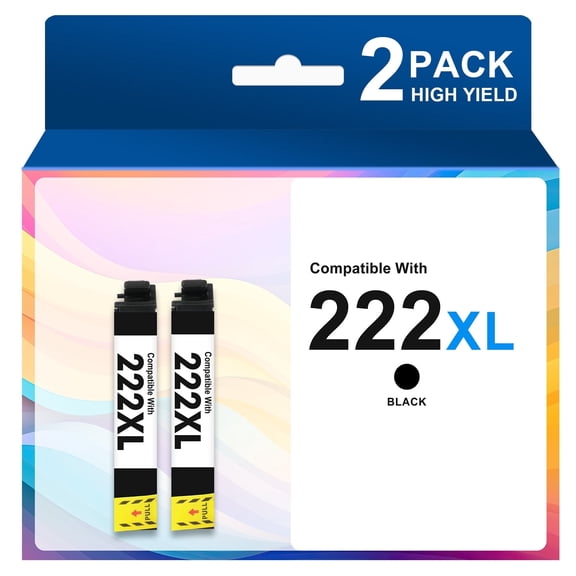 222 XL Ink Cartridges Compatible for Epson 222 Ink Cartridges for Epson 222 XP-5200/WF-2960 Printer Ink ( 2Black)