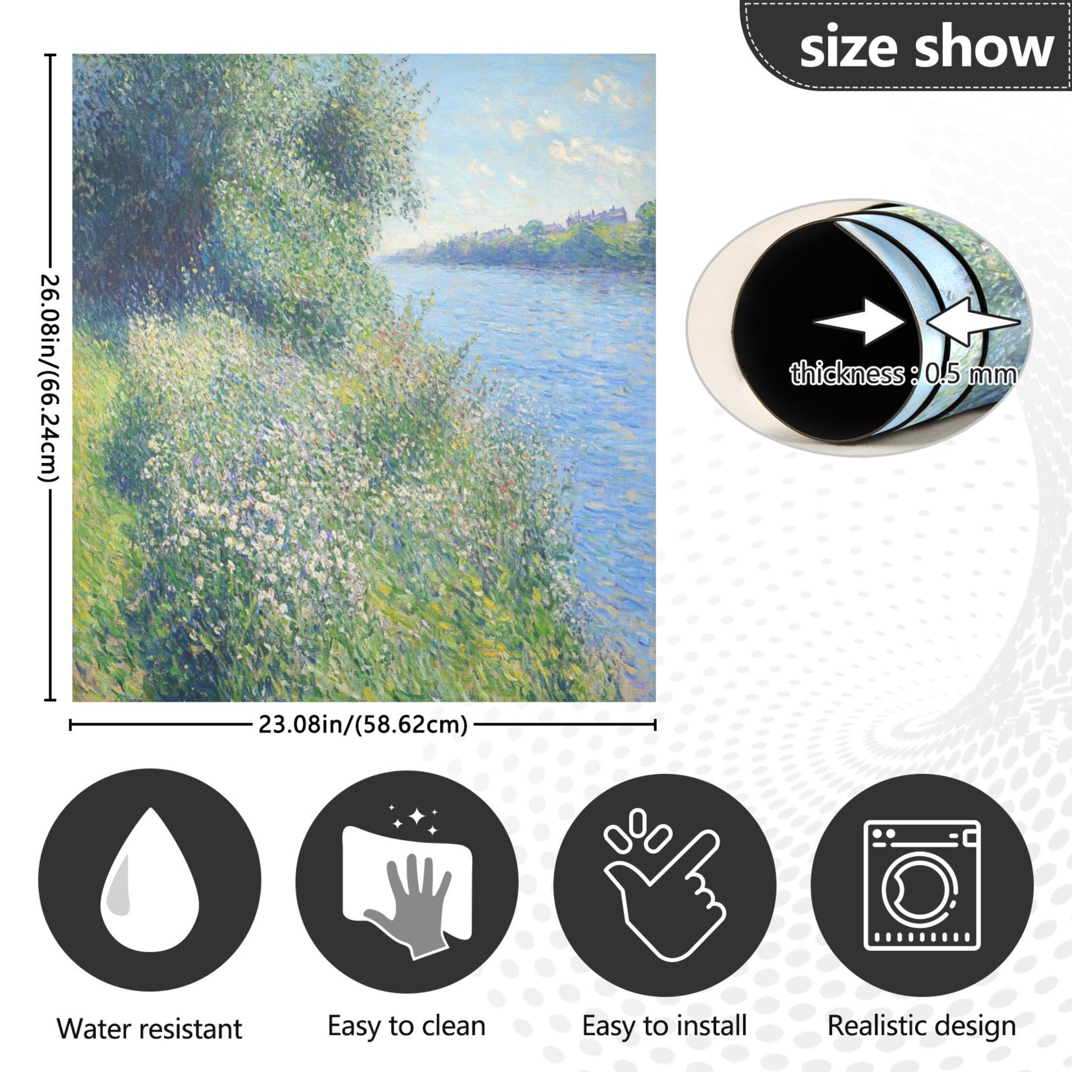 Dishwasher Magnetic Sticker 23x26 Inch Refrigerator Magnetic Sticker Washing Machine Magnetic Sticker Kitchen Panel Magnetic Sticker Home Decor Blue Oil Painting Lake