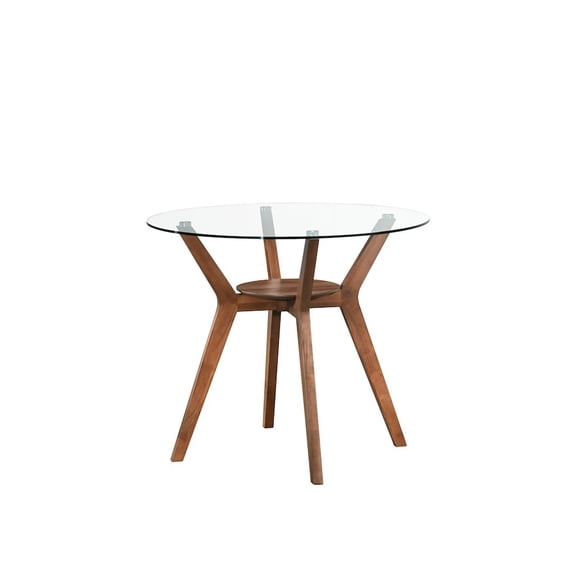 New Classic Furniture Oscar 5-Piece Wood Round Counter Table Set in Walnut/Beige