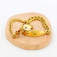 thumbnail image 5 of Uloveido Gold Plated His and Hers Square Heart Lock Bracelet Matching Bangles Set for Him and Her, Cuban Chain Bracelets for Couples Y853(gold), 5 of 7