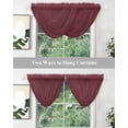 thumbnail image 4 of Red Solid Color Sheer Waterfall Valance Curtains for Window, Aesthetics Contemporary Luxury Rod Pocket Sheer Topper Swag Curtains for Living Room, Kitchen 38.5"W x 47.2"L, 2 Panels, 4 of 7