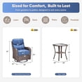thumbnail image 2 of Giantfurnni Luxury Outdoor Swivel Rocker Patio Chairs of 2 with 6 Inch Thick Cushions and Side Table, 3PCS High Back Wicker Patio Furniture Set for Porch, Balcony, Deck in Brown Wicker Blue Cushions, 2 of 12