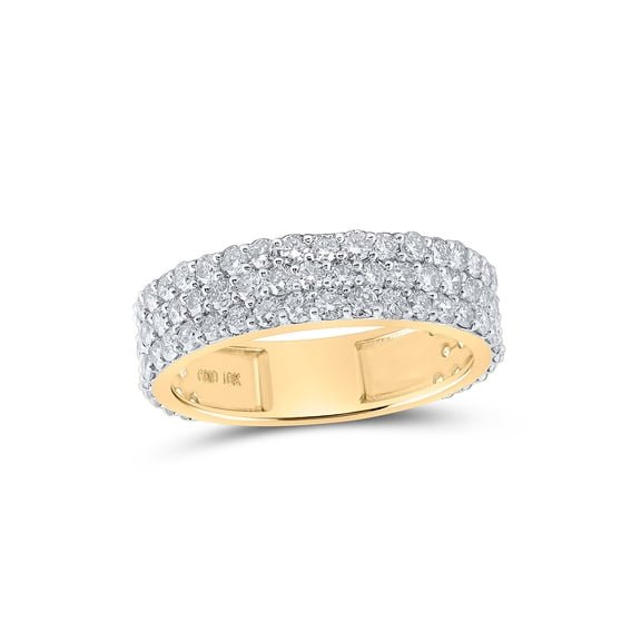 10kt Yellow Gold Mens Round Diamond 3-Row Pave Band Ring 2-5/8 Cttw