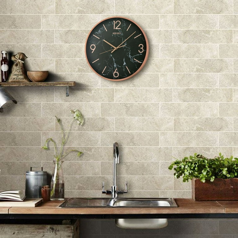 Seiko Stylish, Round, Noir Marble-Look Quartz Wall Clock Seiko Stylish, Round, Noir Marble-Look Quartz Wall Clock