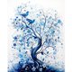 thumbnail image 1 of Pintura de diamante 5D DIY, kit de árbol de flores con taladro redondo completo, decoración del hogar, 40x50cm, azul, 1 of 9
