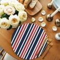 thumbnail image 2 of Navy Blue Red Striped Round Placemats Set of 8 for Dinning Tables,Heat-proof Braided Table Mats 13 Inch,Modern Minimalist Ombre Lines Washable Place Mat for Kitchen Restaurant Party Table Decor, 2 of 9