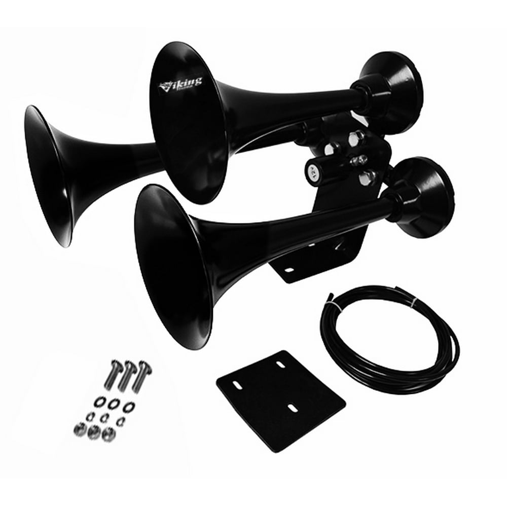 Viking Horns V307B Extremely Loud Three Trumpet Train Air Horn in Black
