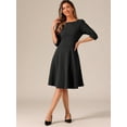 thumbnail image 4 of DARING DIVA Midi Boat Neck Short Sleeves A-Line Office Dress L Black, 4 of 6