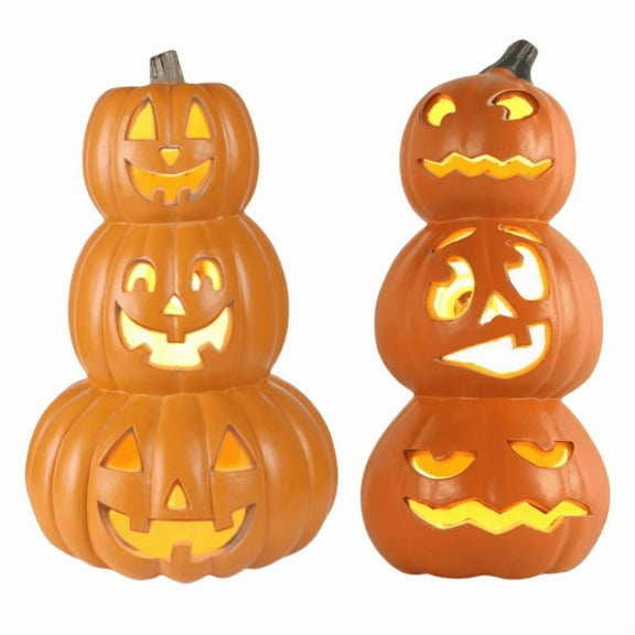 Active Mind Ltd Large Halloween LED Jack-o-Lanterns Set of 2 - Waterproof Outdoor Decor (14" 15")