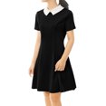 thumbnail image 2 of Dde San Patricio Casual PaMujer, Cuello Peter Pan, Mangas Cortas, Vestido De Punto Acampanado Por EnciDe RodilNegro M, 2 of 7