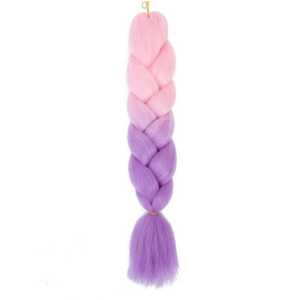 Zhuge Extensiones de cabello trenzado para mujeres, 6 paquetes de 100 g/paquete, 24 pulgadas, de rosa a morado