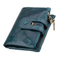 thumbnail image 2 of Cartera con bloqueo RFID Yuyangstore de gran capacidad Portatarjetas de crédito con cremallera a presión azul, 2 of 8