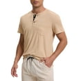 thumbnail image 4 of INSPIRE CHIC Men's Henley T-Shirts Casual Summer Short Sleeves Button Basic Tee 2XL Khaki, 4 of 6