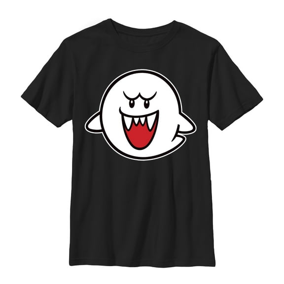 Boy's Nintendo Mario Boo Ghost  Graphic Tee Black Medium