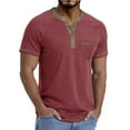 thumbnail image 2 of WRKEKC Men's T-Shirts Pullover Solid Color Color Block Button Pullover Raglan Short Sleeve T Shirt Top Casual Shirt Comfortable Fit, 2 of 6