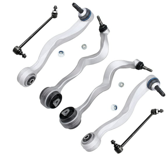 Detroit Axle - Front 6pc Control Arms Kit for BMW 525i 528i 530i 535i 545i 550i M5, 4 Lower Rearward & Forward Control Arms 2 Sway Bar Links Replacement