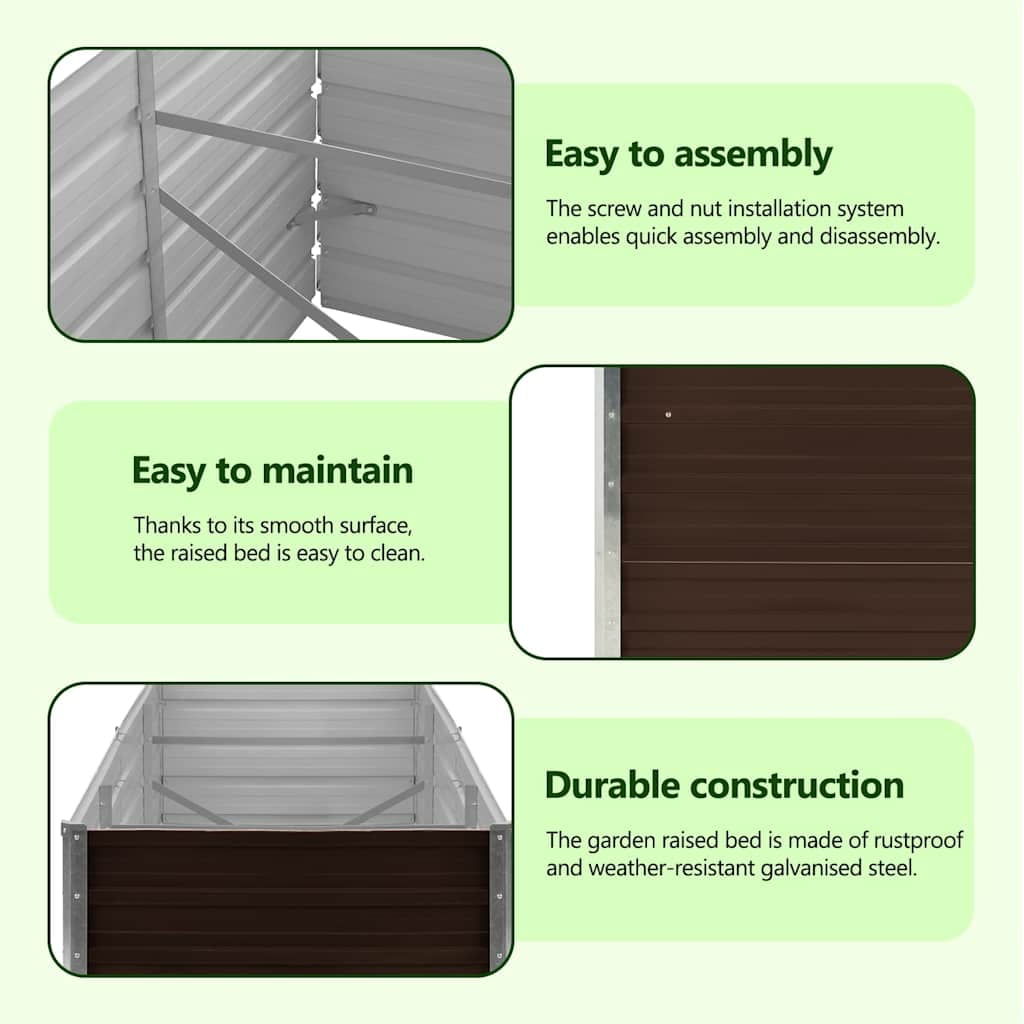 vidaXL Raised Garden Bed Raised Flower Bed Galvanized Steel Outdoor Planter