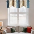 thumbnail image 3 of Tie Up Valance Curtain for Kitchen, Abstract Pin Stripes Linen Rod Pocket Short Curtains Adjustable Tie-Up Shade Valances, Vertical Stripe Blue Brown Window Treatment for Bathroom Living Room Bedroom, 3 of 9