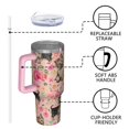thumbnail image 4 of OBREWU Yorkie Dog and Flower Florals Tumbler with Handle and Lid,Yorkie Dog and Flower Florals 40oz Double Wall Vacuum Insulated Tumbler,Cups Gift for Women and Men, 4 of 7