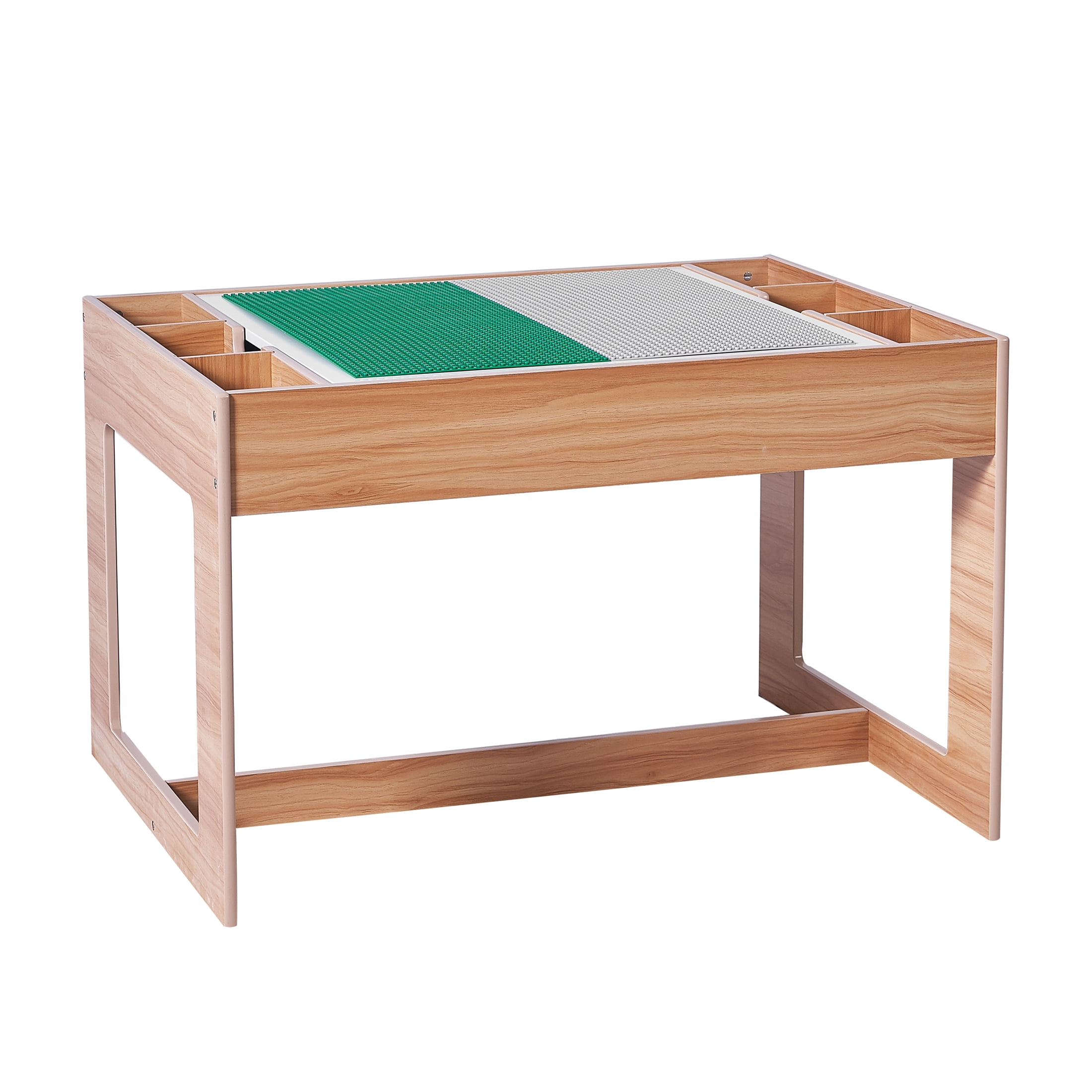 Your Zone Kids Building Block Activity Table with Storage – Montessori Play Table for Crafts, Block Building & Creative Play