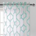 thumbnail image 2 of ZMLEVE Embroidered Moroccan Sheer Curtains - Faux Linen Geometric Tile Pattern Rod Pocket Semi Voile Bedroom and Living Room Curtains, Set of 2 Window Curtain Panels, 52 x 45 Inch Length, Aqua, 2 of 7