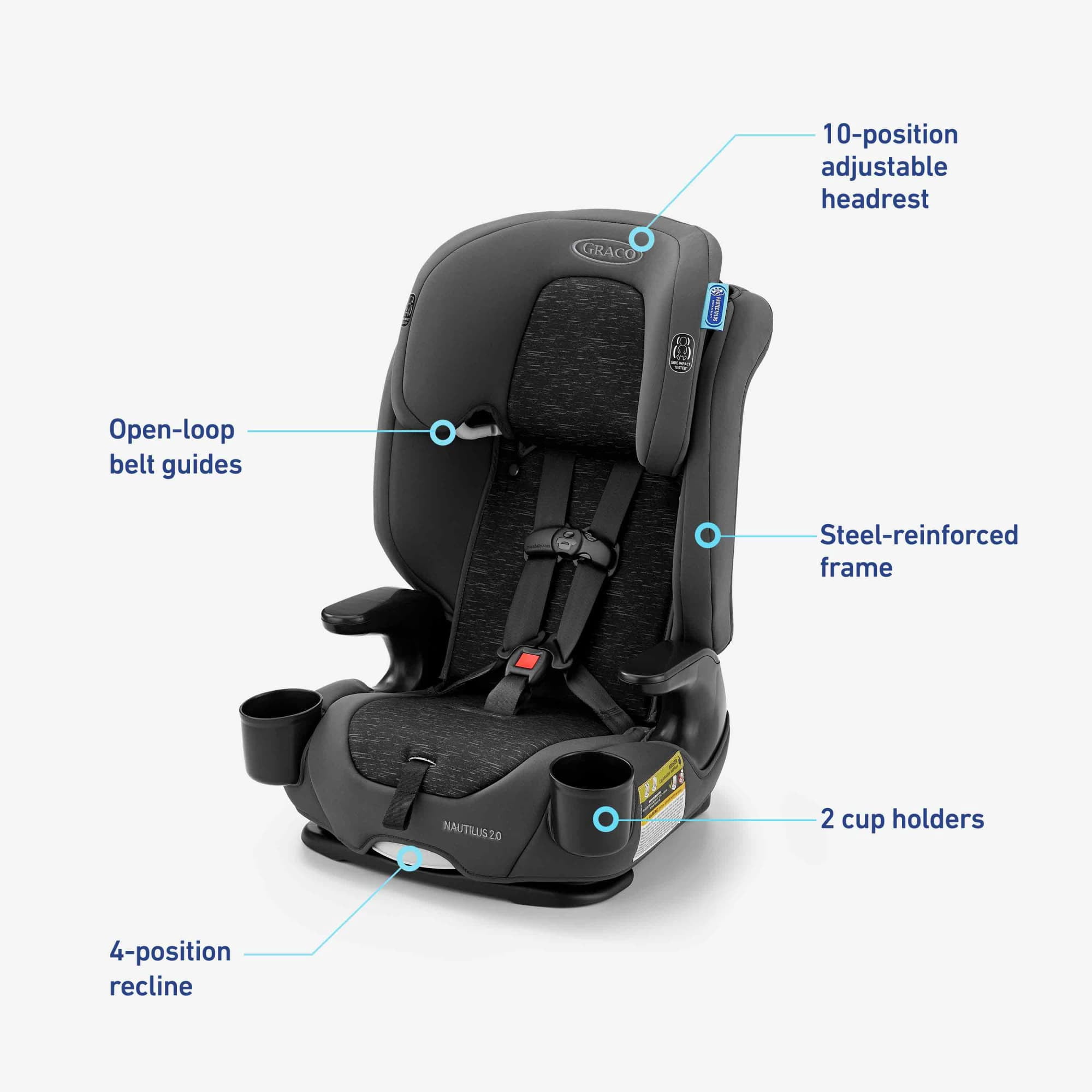 Graco Nautilus 2.0 3-in-1 Harness Booster Car Seat, Crane