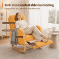thumbnail image 6 of UHOMEPRO Modern Teddy Rocking Chair, Accent Rocker Chair with Solid Wood Frame, High Backrest, Pull-Out Footrest, Side Pocket, Accent Glider Rocker for Living Room Bedroom Nursery, Orange, 6 of 9