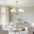 thumbnail image 3 of Magic Home 6-Light Modern Chandelier with White Fabric Shades,Silver, 3 of 9