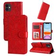thumbnail image 5 of Cutyskin Case for iPhone 11,Wallet Case,PU Leather Flip,Kickstand,Double Magnetic Clasp,Embossed Mandala Flower Lanyard Protective PU Leather Cover For iPhone 11, Red, 5 of 12