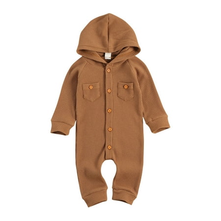 

Farrubbyine8 Infant Baby Boy Girl Romper Hooded Ribbed Jumpsuit Plaid Outfits