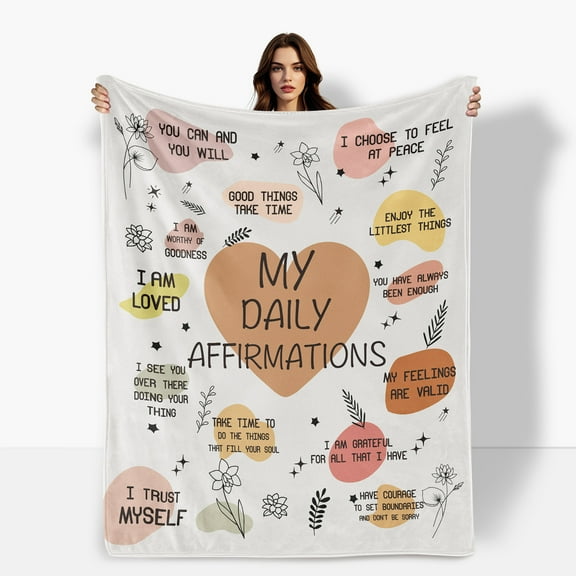 Thoughtful Gift For Friends Couples Featuring Self Affirmation White Design Soft Warm Comfortable Flannel Blanket Ideal For Sofa Bed Travel Camping Polyester For Family Friends Shipped From The USA